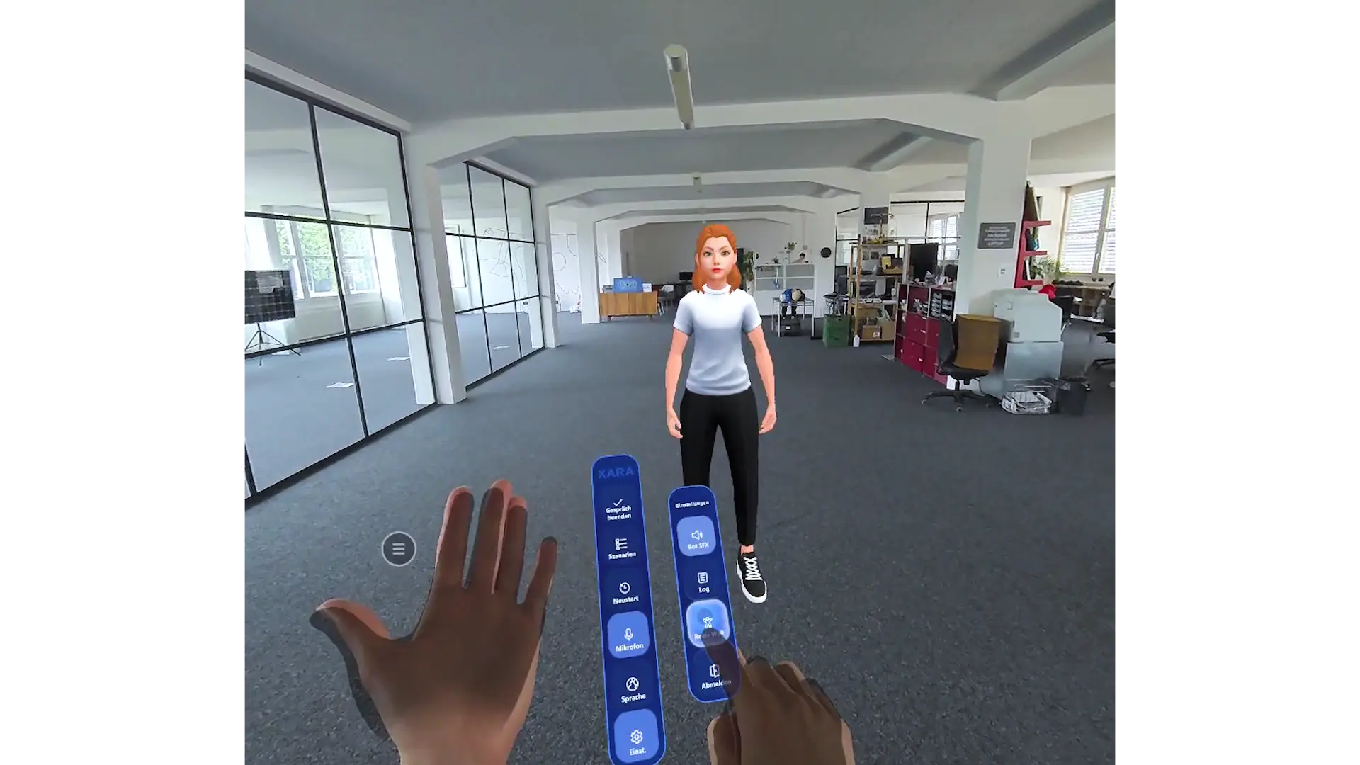 XARA KI-Avatar im VR-Modus auf Meta Quest – Gesprächsssimulation aus Ego-Perspektive