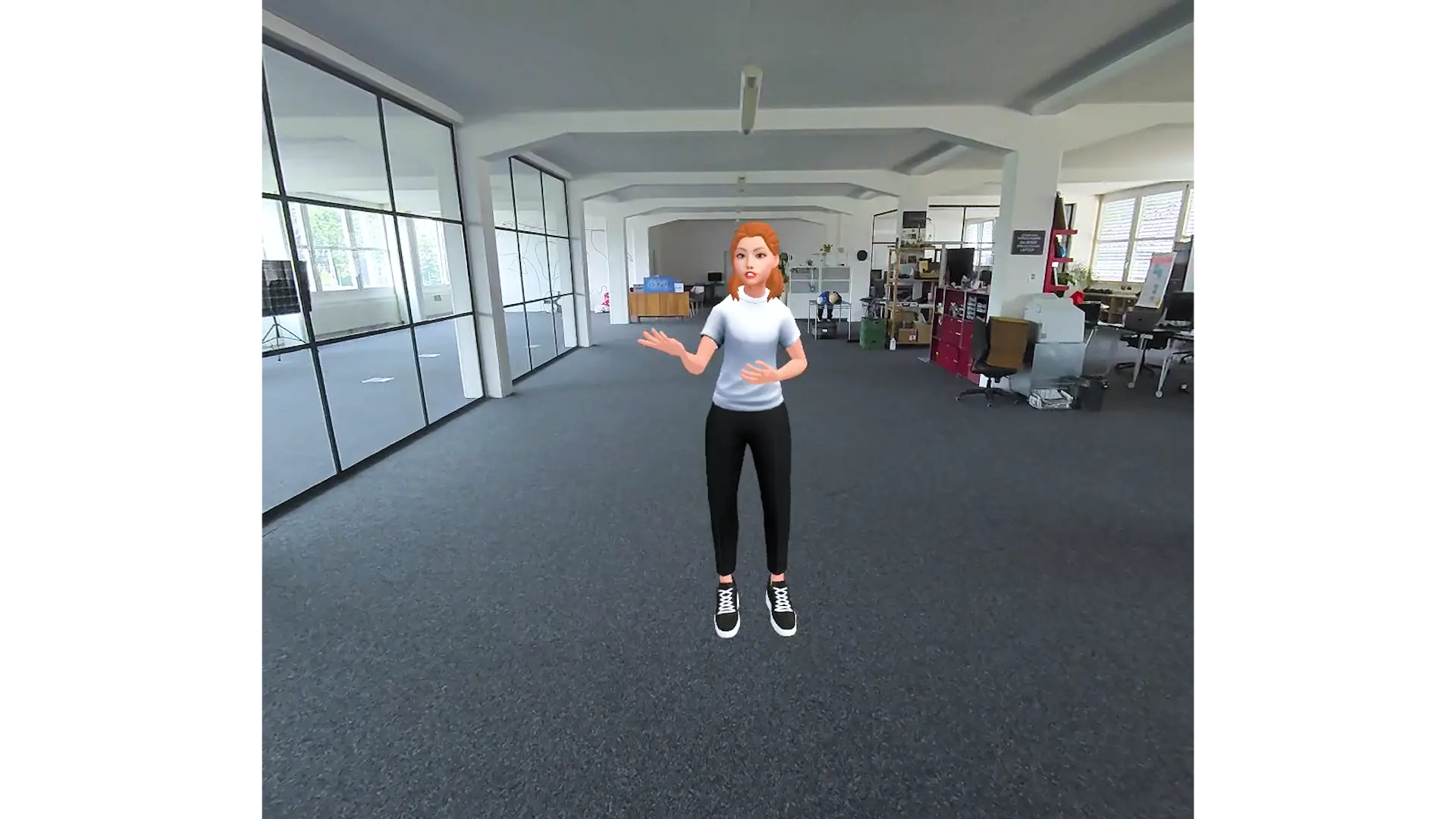 XARA KI-Avatar spricht in virtueller Trainingsumgebung – immersives Dialogtraining